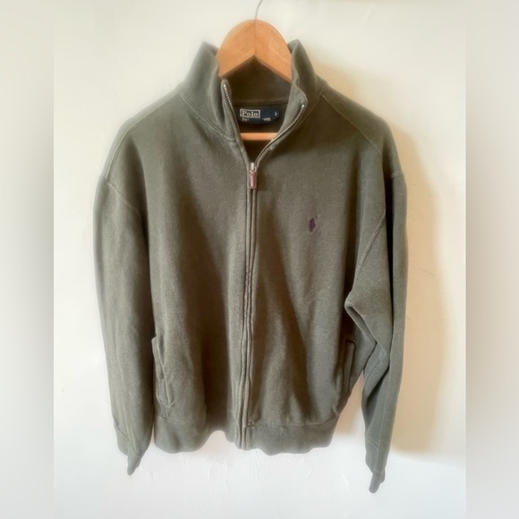 Polo By Ralph Lauren-Mens Olive Green full zip Preppy Sweater Jacket Sz Large - Picture 3 of 7